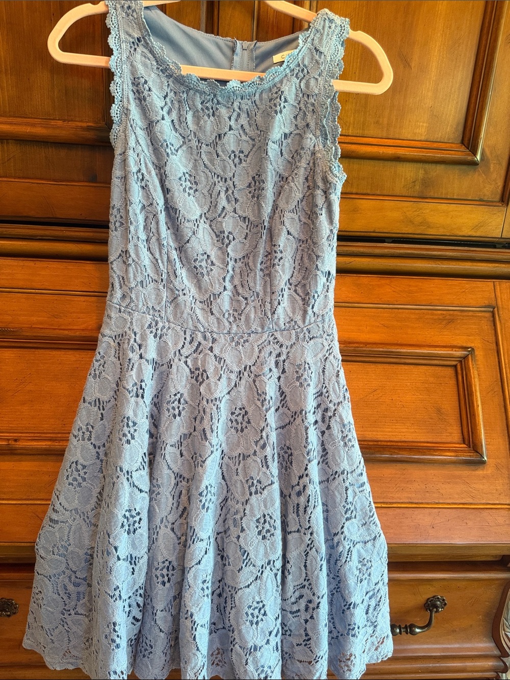 Sleeveless Lace Midi Dress in Light Blue